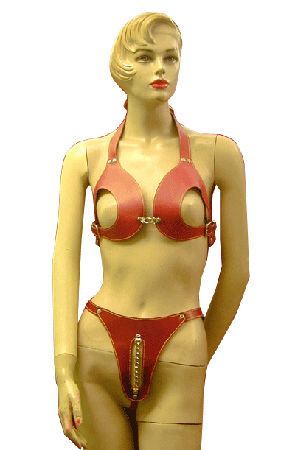 其他調情用品-smg-01R--真皮 性感乳罩皮褲組(朱紅色)~~限量回饋特價